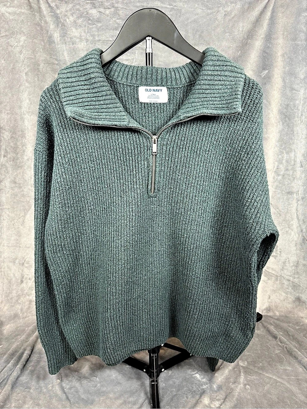 Old Navy Rib-Knit Quarter-Zip Sweater Green Large Large/Tall